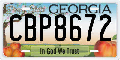 GA license plate CBP8672