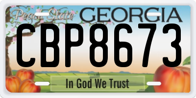 GA license plate CBP8673
