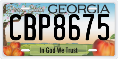 GA license plate CBP8675