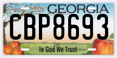 GA license plate CBP8693