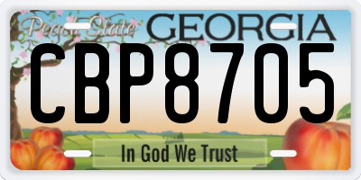 GA license plate CBP8705