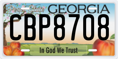 GA license plate CBP8708