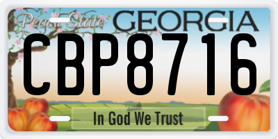 GA license plate CBP8716