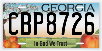 GA license plate CBP8726