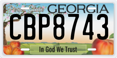 GA license plate CBP8743