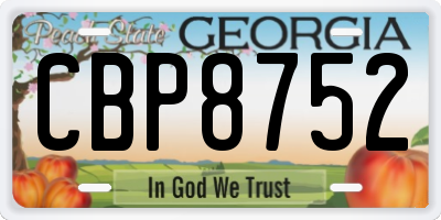 GA license plate CBP8752