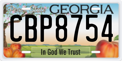 GA license plate CBP8754