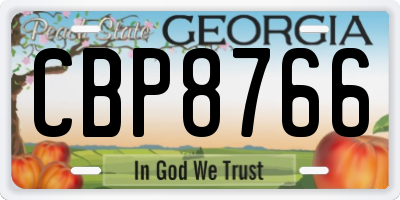 GA license plate CBP8766