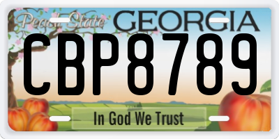 GA license plate CBP8789