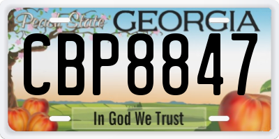 GA license plate CBP8847
