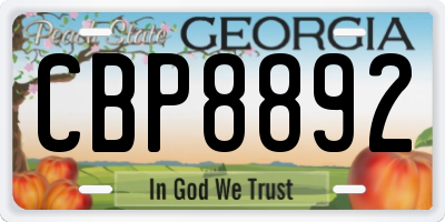 GA license plate CBP8892