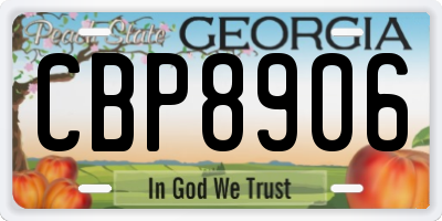 GA license plate CBP8906