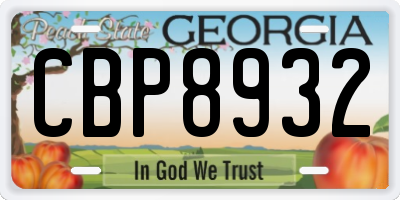 GA license plate CBP8932