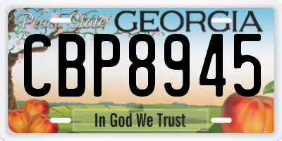 GA license plate CBP8945