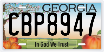 GA license plate CBP8947