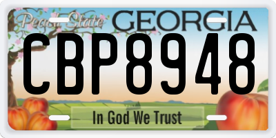 GA license plate CBP8948