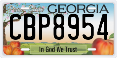 GA license plate CBP8954