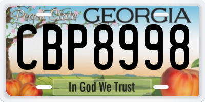 GA license plate CBP8998