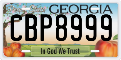 GA license plate CBP8999