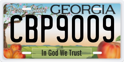 GA license plate CBP9009