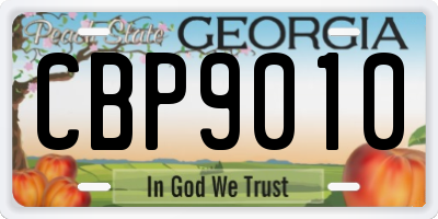 GA license plate CBP9010