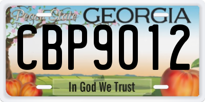 GA license plate CBP9012