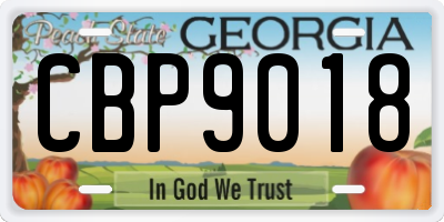 GA license plate CBP9018