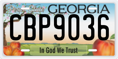 GA license plate CBP9036