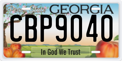 GA license plate CBP9040