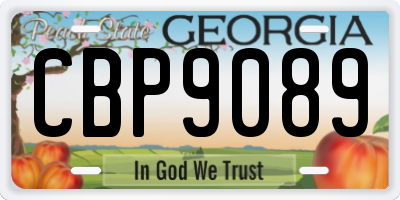GA license plate CBP9089