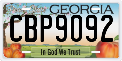 GA license plate CBP9092