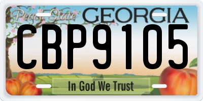 GA license plate CBP9105