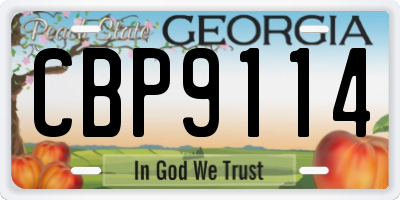 GA license plate CBP9114