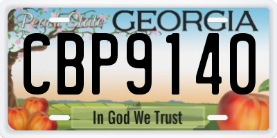 GA license plate CBP9140