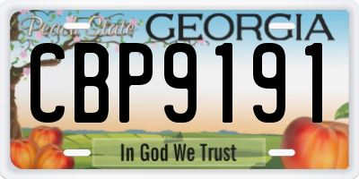 GA license plate CBP9191