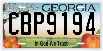 GA license plate CBP9194