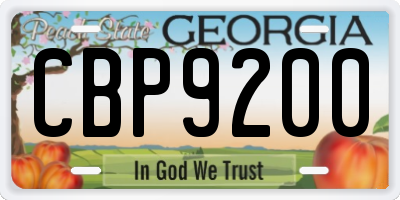GA license plate CBP9200
