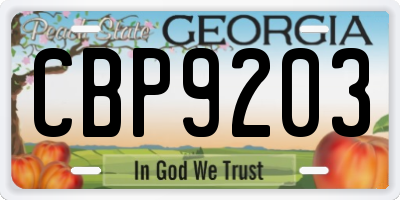 GA license plate CBP9203