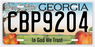 GA license plate CBP9204