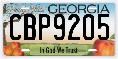 GA license plate CBP9205