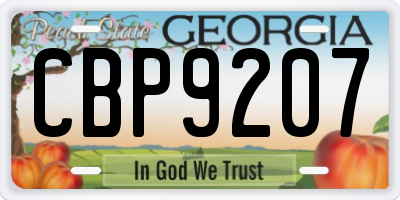 GA license plate CBP9207