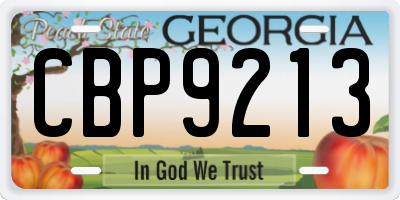 GA license plate CBP9213