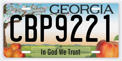 GA license plate CBP9221