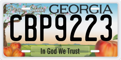 GA license plate CBP9223