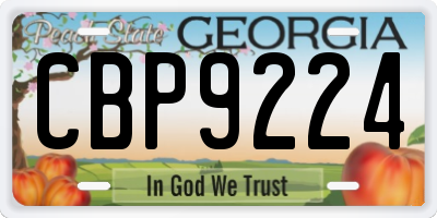 GA license plate CBP9224