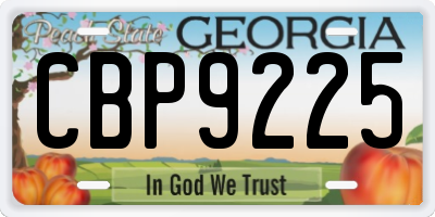 GA license plate CBP9225