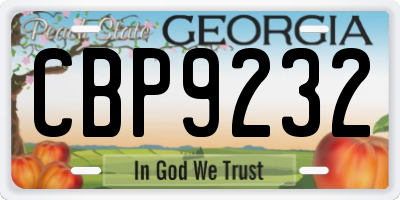 GA license plate CBP9232