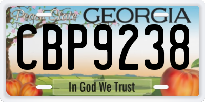 GA license plate CBP9238