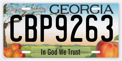 GA license plate CBP9263