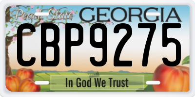 GA license plate CBP9275